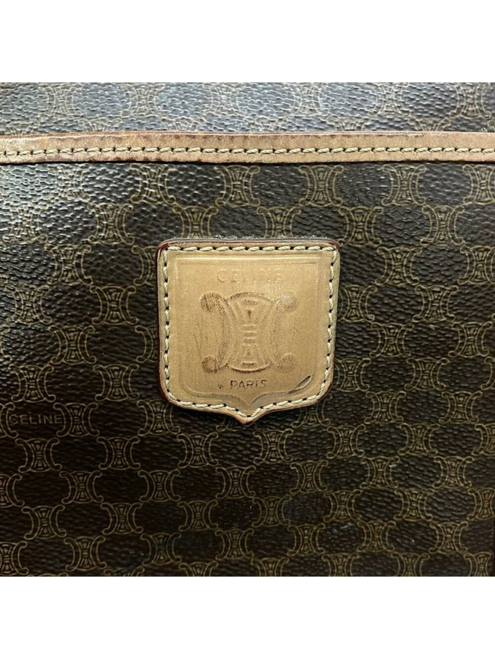 ★SOLD★ Celine Boston Bag Macadam Pattern Dark Brown No Lock Leather - Picture 9 of 12